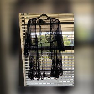 Black sheer lace cardigan